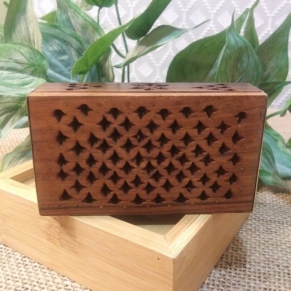Unbranded Other - Carved Box with Brass Detail